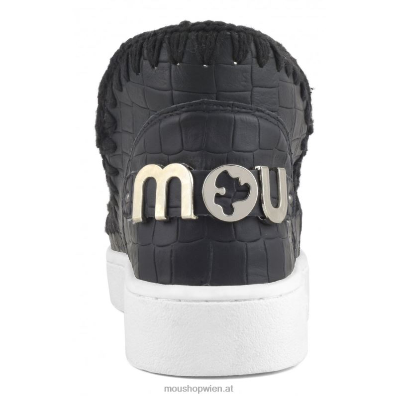 Frauen Sommer-Eskimo-Sneaker aus italienischem Leder Mou P660X59 Kokosnussschwarz