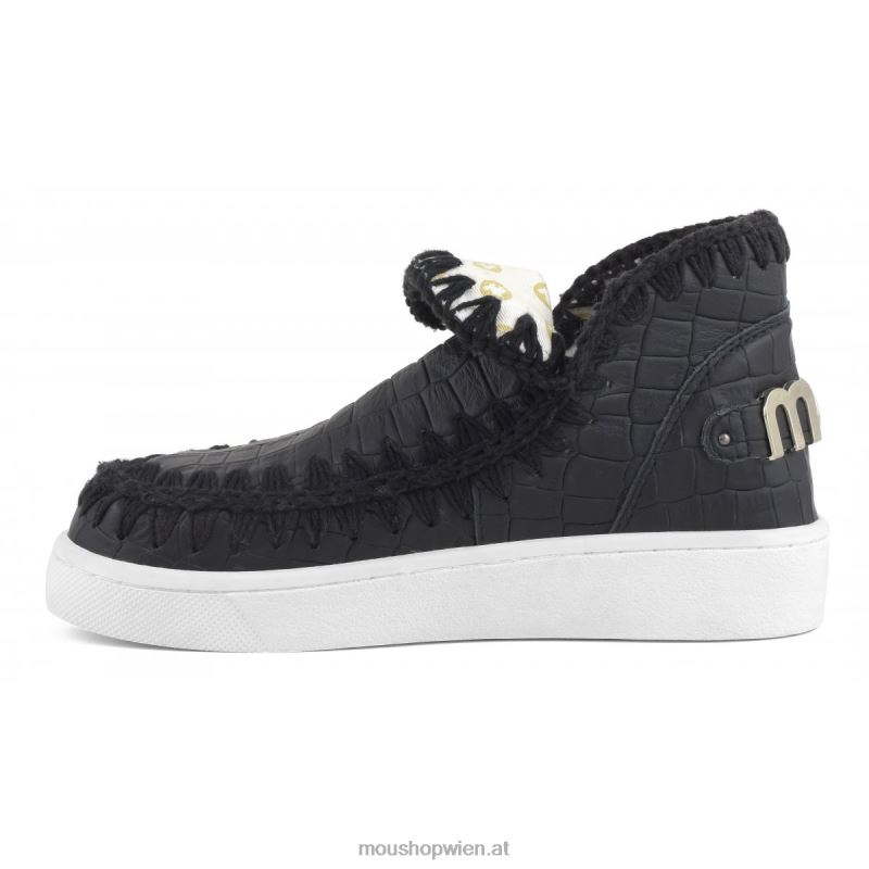 Frauen Sommer-Eskimo-Sneaker aus italienischem Leder Mou P660X59 Kokosnussschwarz