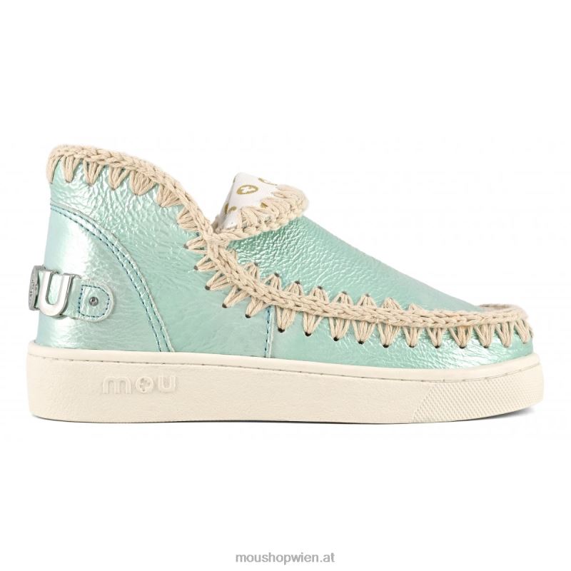 Frauen Sommer-Eskimo-Sneaker aus italienischem Leder Mou P660X61 Grün