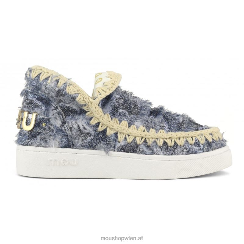Frauen Sommer-Jeans-Sneaker Mou P660X60 Denim-Patchwork