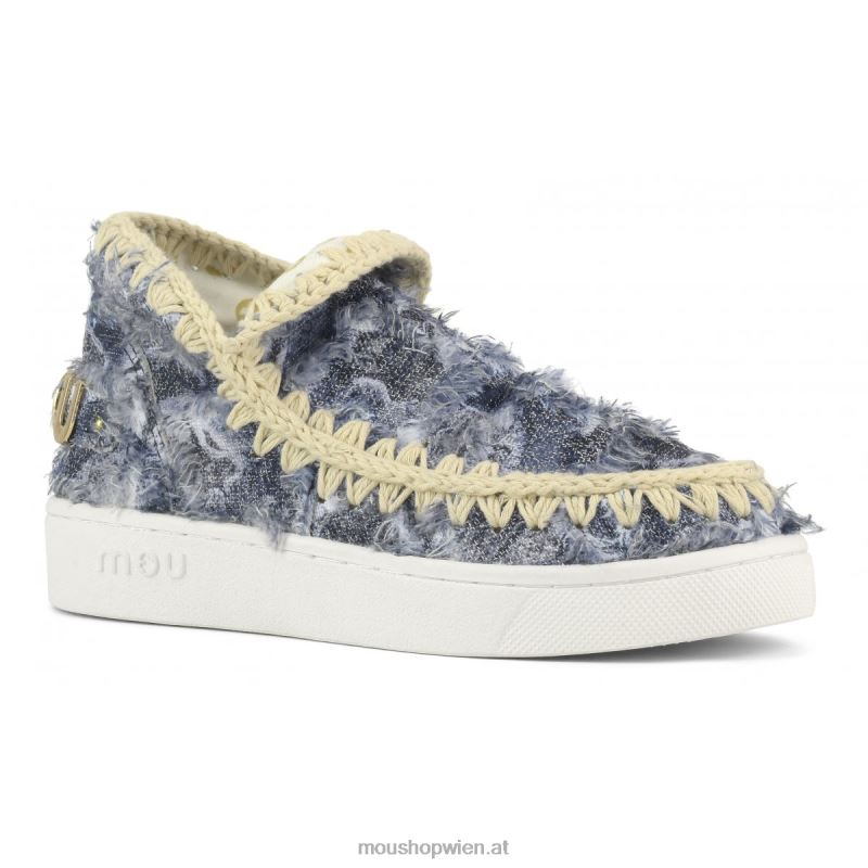 Frauen Sommer-Jeans-Sneaker Mou P660X60 Denim-Patchwork