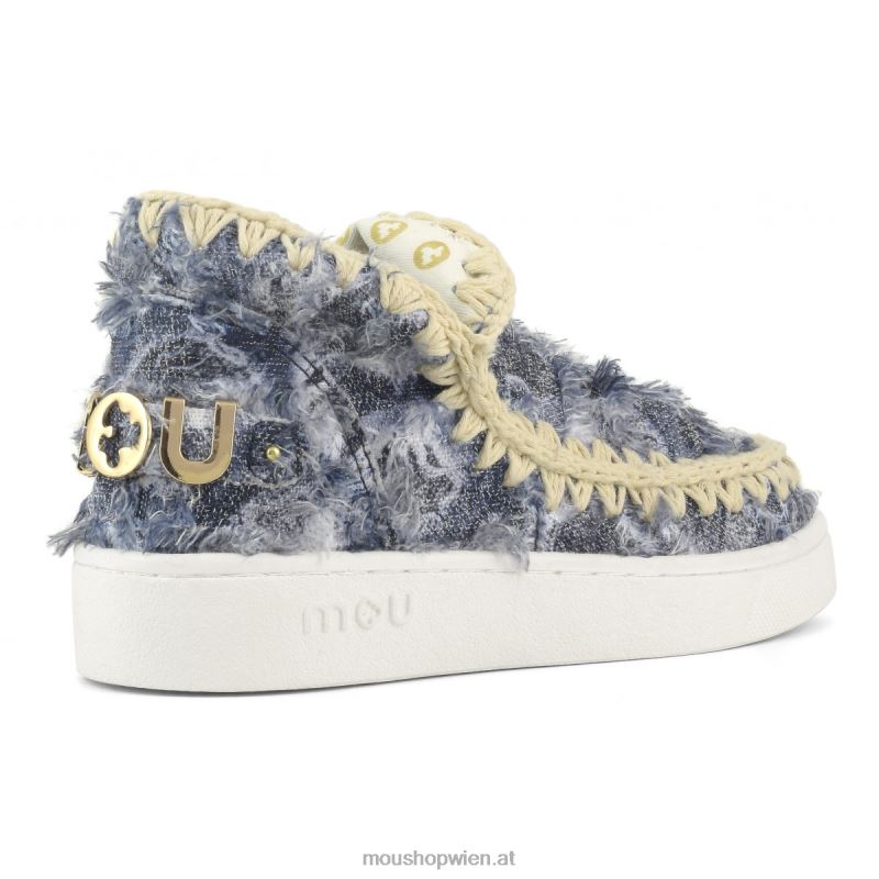 Frauen Sommer-Jeans-Sneaker Mou P660X60 Denim-Patchwork