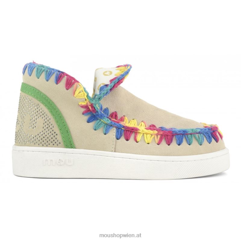Frauen Sommer-Sneaker mit Eskimo-Mix und Farbnähten Mou P660X41 Kreide