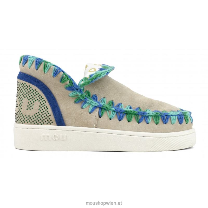 Frauen Sommer-Sneaker mit Eskimo-Mix und Farbnähten Mou P660X43 Kreide