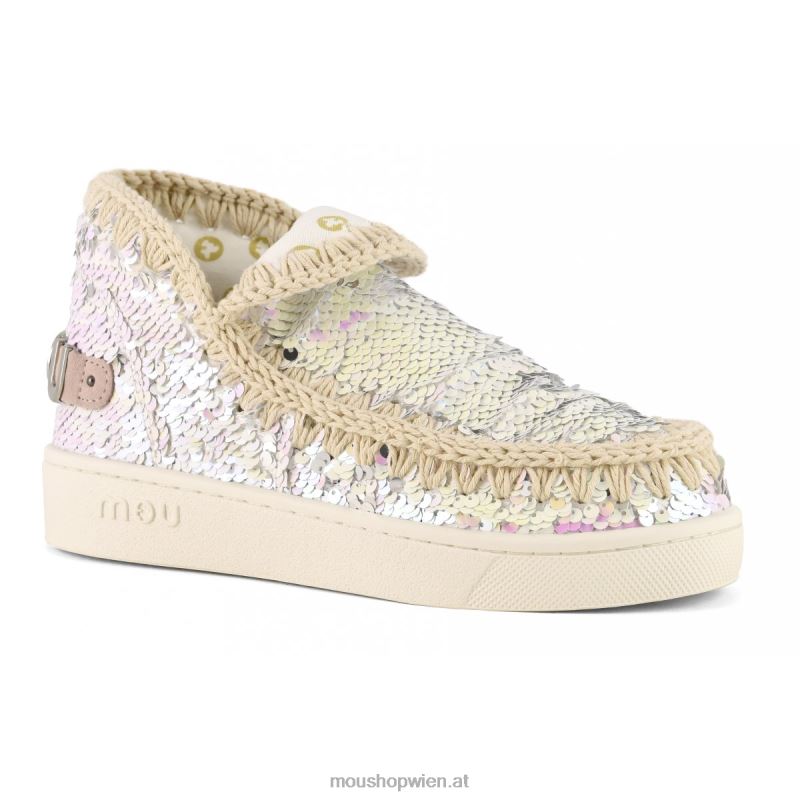 Frauen Sommer-Sneaker mit Eskimo-Pailletten Mou P660X50 schillerndes Rosa