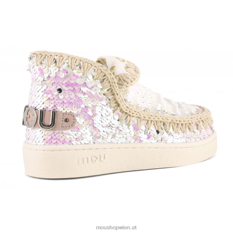 Frauen Sommer-Sneaker mit Eskimo-Pailletten Mou P660X50 schillerndes Rosa