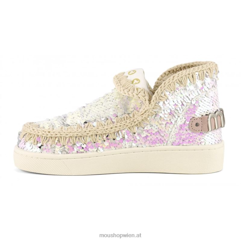 Frauen Sommer-Sneaker mit Eskimo-Pailletten Mou P660X50 schillerndes Rosa