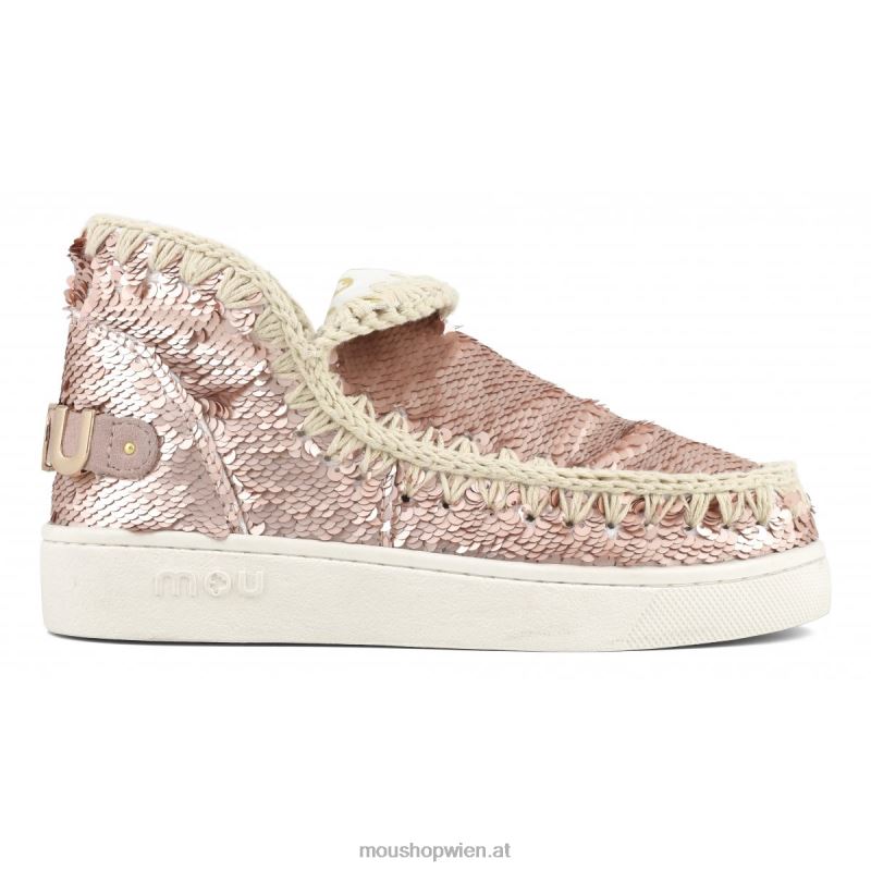 Frauen Sommer-Sneaker mit Eskimo-Pailletten Mou P660X51 Pailletten Roségold – Logo Gold