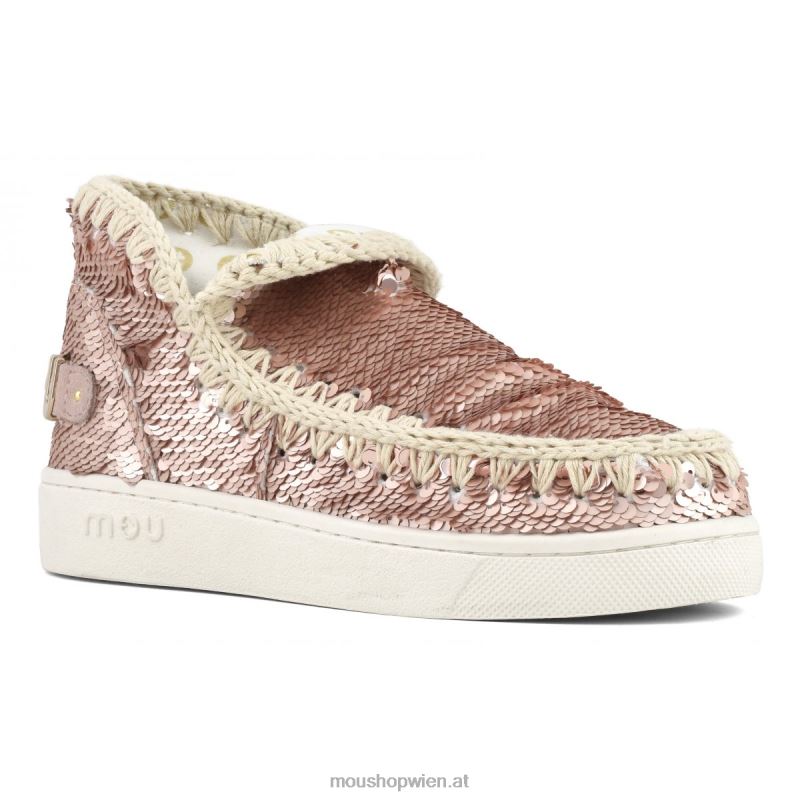 Frauen Sommer-Sneaker mit Eskimo-Pailletten Mou P660X51 Pailletten Roségold – Logo Gold