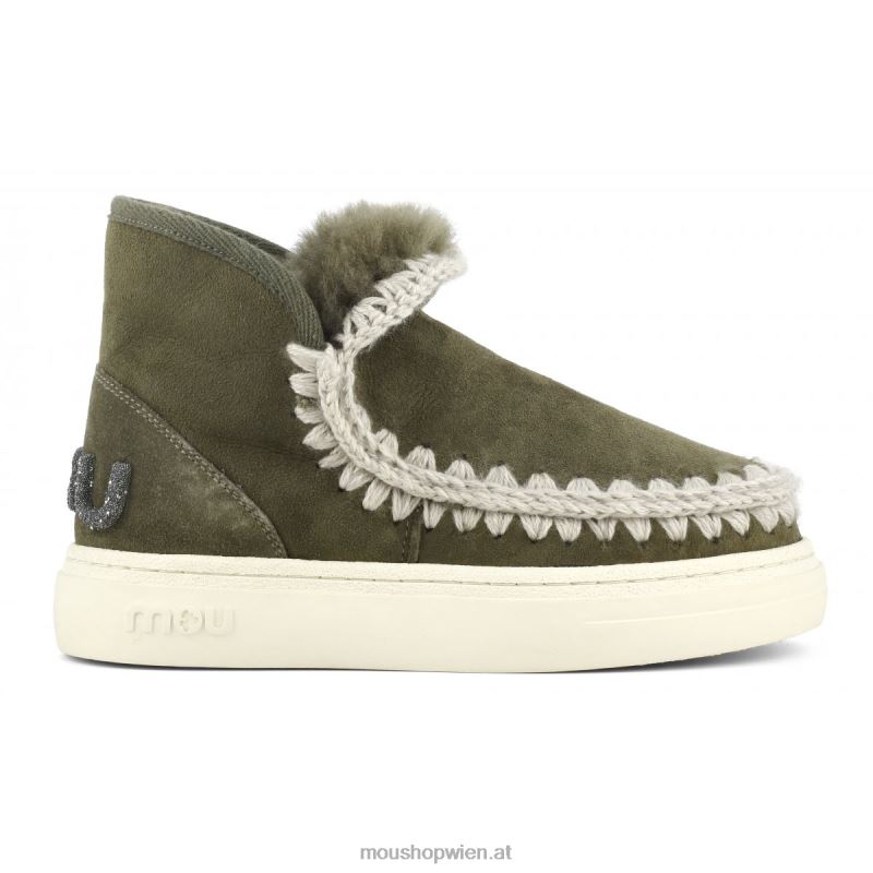 Frauen Eskimo-Sneaker mit auffälligem Glitzer-Logo Mou P660X735 Moos