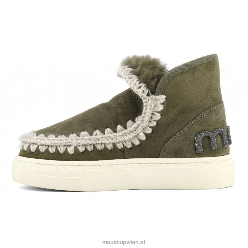 Frauen Eskimo-Sneaker mit auffälligem Glitzer-Logo Mou P660X735 Moos