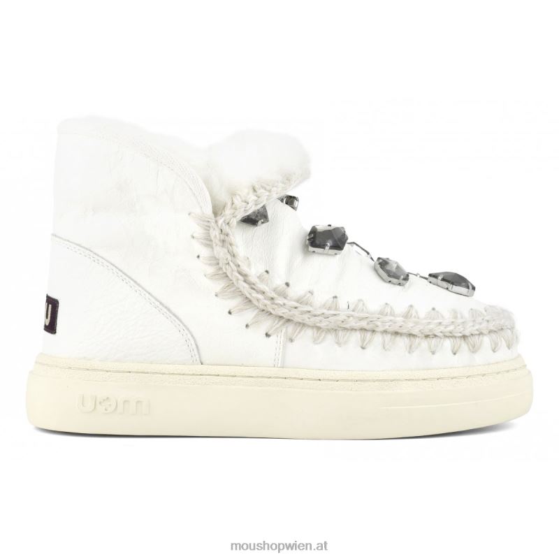 Frauen Eskimo-Sneaker mit auffälligen Strasssteinen Mou P660X737 Wachsweiß