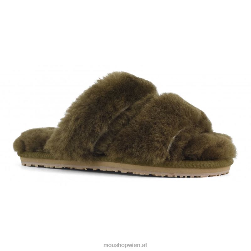 Frauen 2-Streifen-Hausschuh aus Schaffell Mou P660X446 Milieu