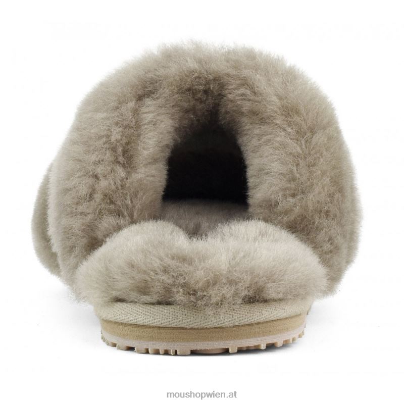 Frauen 2-Streifen-Hausschuh aus Schaffell Mou P660X447 Elefantengrau