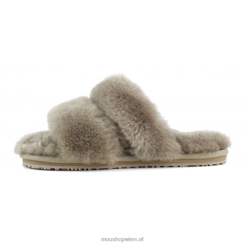 Frauen 2-Streifen-Hausschuh aus Schaffell Mou P660X447 Elefantengrau