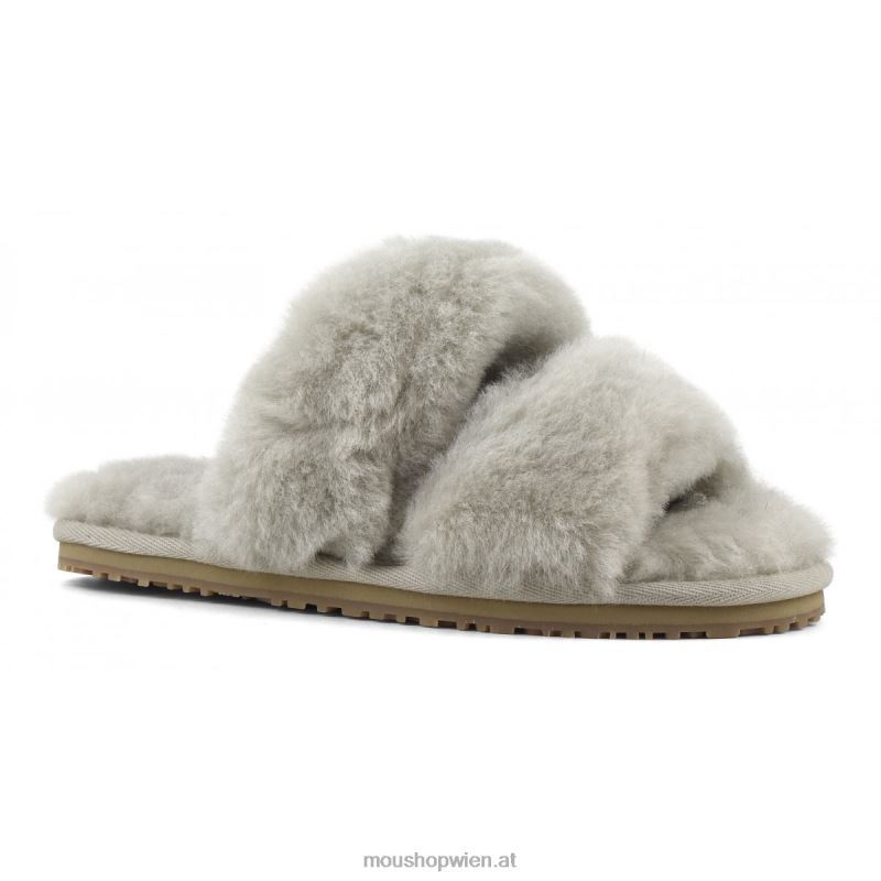 Frauen 2-Streifen-Hausschuh aus Schaffell Mou P660X448 Sand