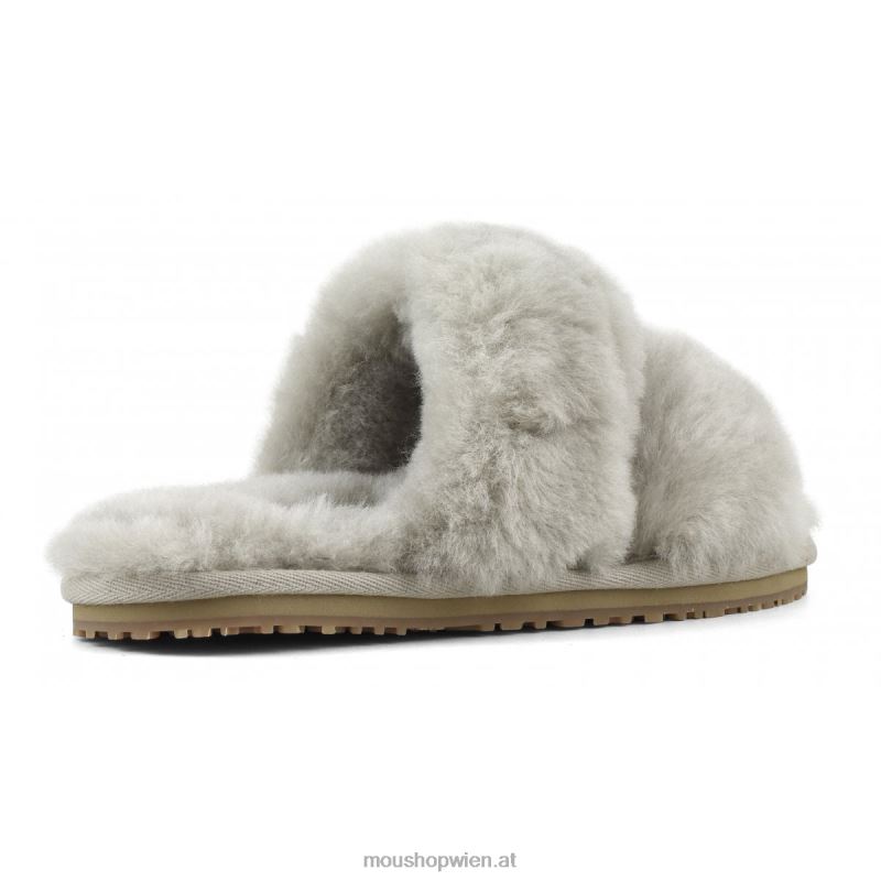 Frauen 2-Streifen-Hausschuh aus Schaffell Mou P660X448 Sand