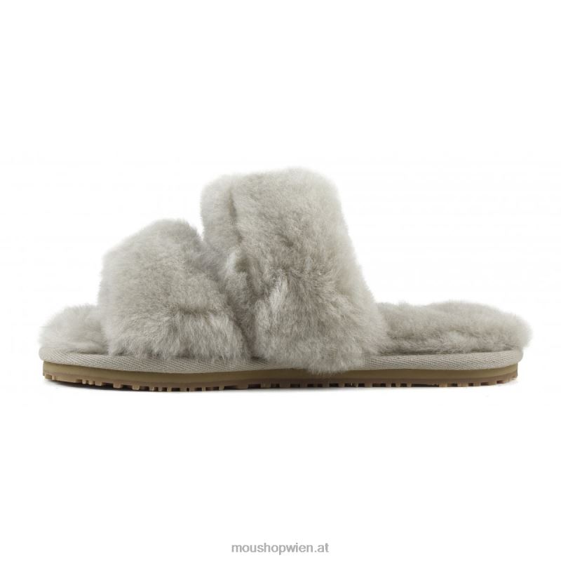 Frauen 2-Streifen-Hausschuh aus Schaffell Mou P660X448 Sand