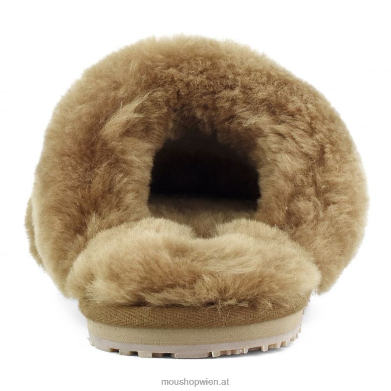 Frauen 2-Streifen-Hausschuh aus Schaffell Mou P660X449 Cognac