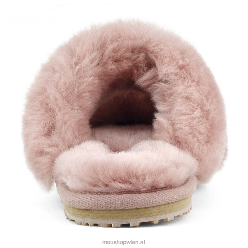 Frauen 2-Streifen-Hausschuh aus Schaffell Mou P660X450 antike Rose