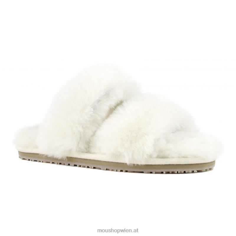 Frauen 2-Streifen-Hausschuh aus Schaffell Mou P660X451 Vanille