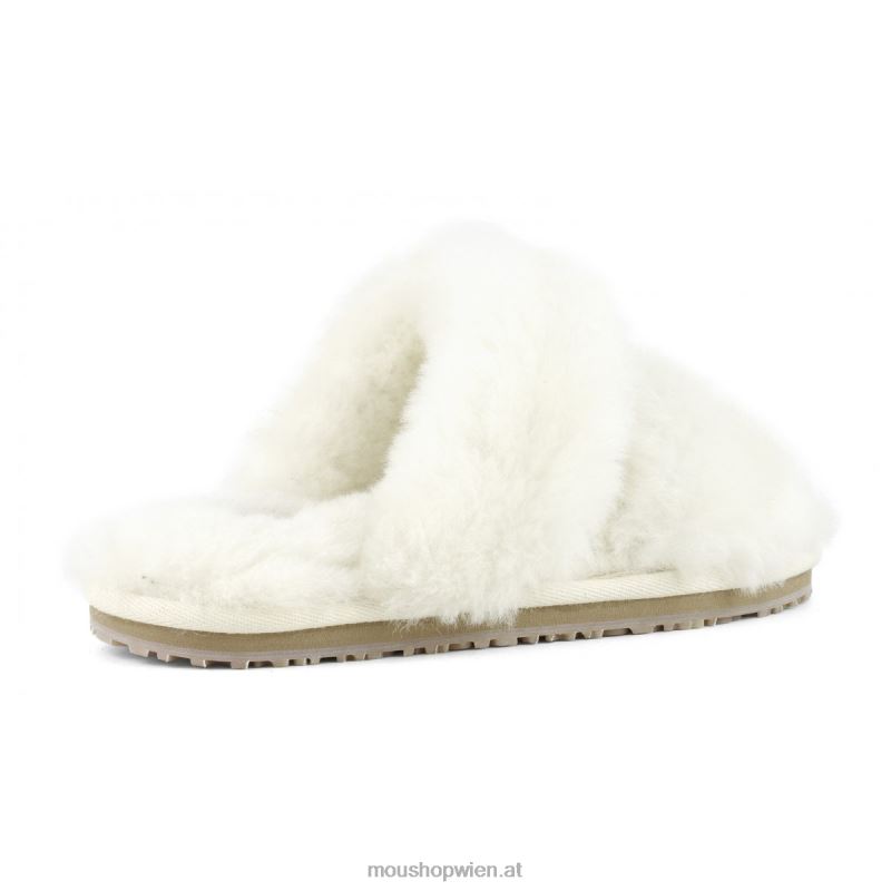 Frauen 2-Streifen-Hausschuh aus Schaffell Mou P660X451 Vanille