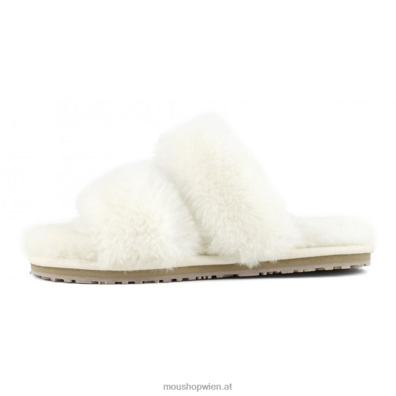 Frauen 2-Streifen-Hausschuh aus Schaffell Mou P660X451 Vanille