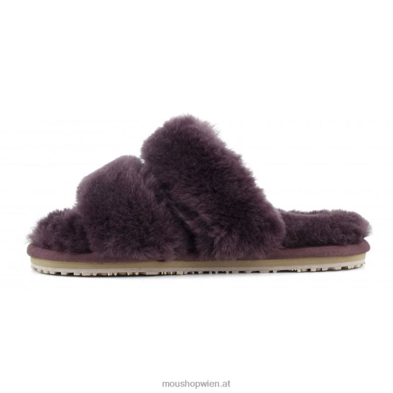 Frauen 2-Streifen-Hausschuh aus Schaffell Mou P660X452 Wein