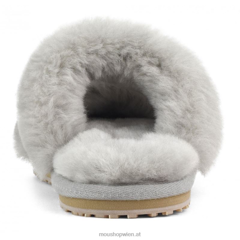 Frauen 2-Streifen-Hausschuh aus Schaffell Mou P660X453 hellgrau
