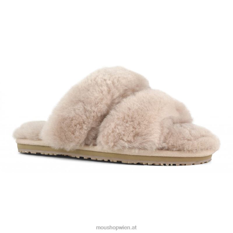 Frauen 2-Streifen-Hausschuh aus Schaffell Mou P660X454 rosabeige