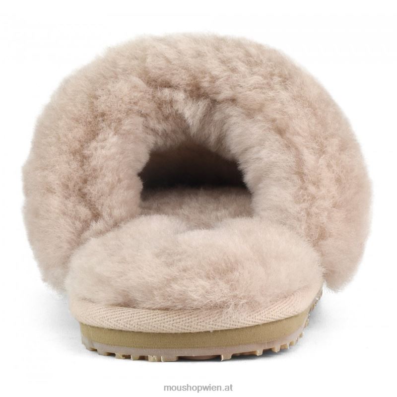 Frauen 2-Streifen-Hausschuh aus Schaffell Mou P660X454 rosabeige