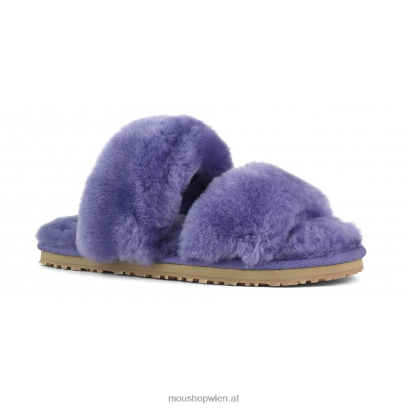 Frauen 2-Streifen-Hausschuh aus Schaffell Mou P660X456 Dämmerungsviolett