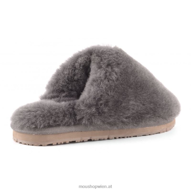 Frauen Geschlossener Slipper aus Schaffellfell Mou P660X457 Holzkohle
