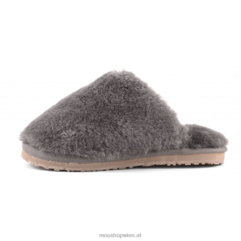 Frauen Geschlossener Slipper aus Schaffellfell Mou P660X457 Holzkohle