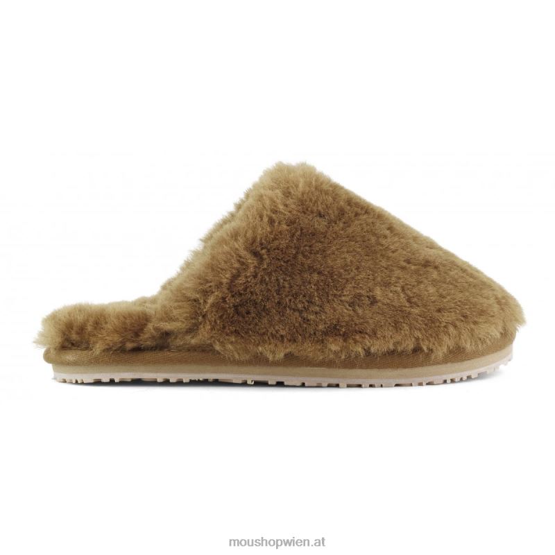 Frauen Geschlossener Slipper aus Schaffellfell Mou P660X465 Cognac