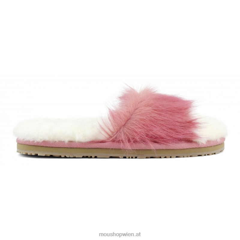 Frauen Langhaar-Slipper aus Ponyfellfell Mou P660X500 Langhaarpony rosa fuxia