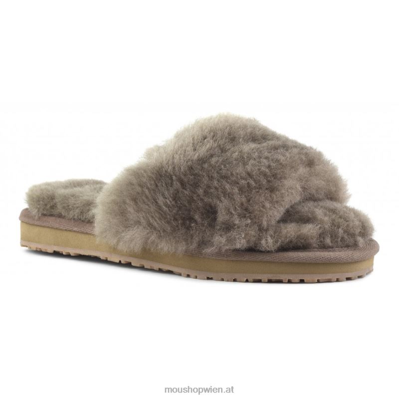 Frauen Slipper aus Schaffellfell Mou P660X484 Elefantengrau