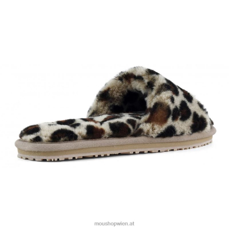 Frauen Slipper aus Schaffellfell Mou P660X492 schwarz/leopard