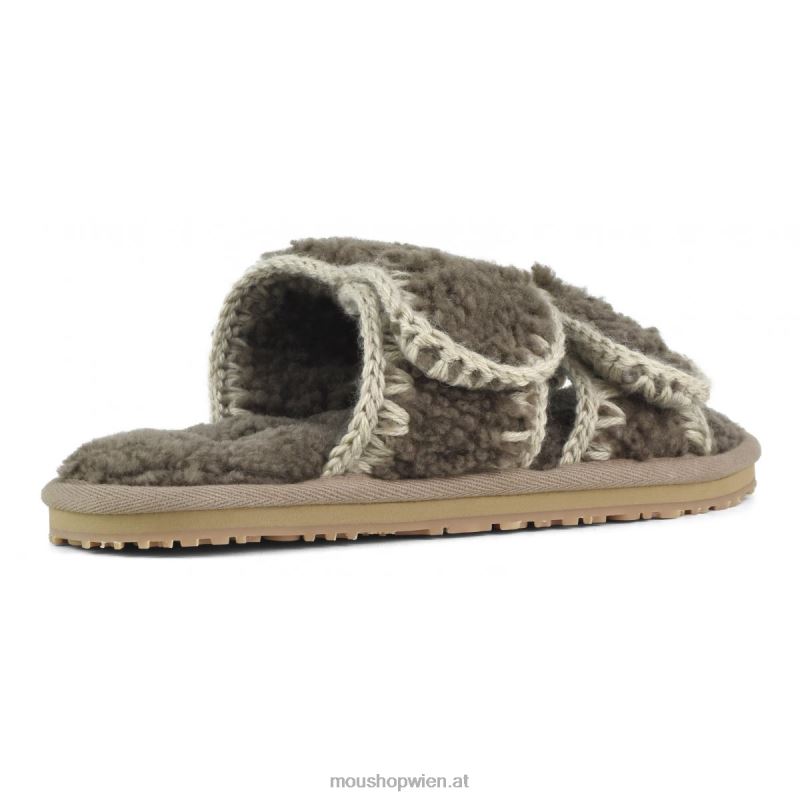 Frauen Slipper aus lockigem Schaffell Mou P660X442 Elefantengrau