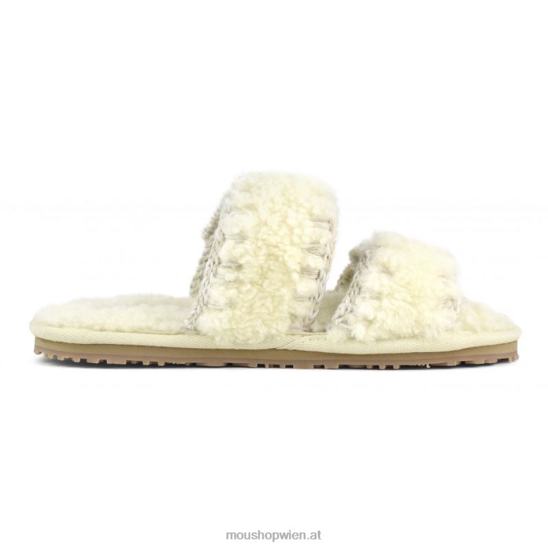 Frauen Slipper aus lockigem Schaffell Mou P660X444 Vanille