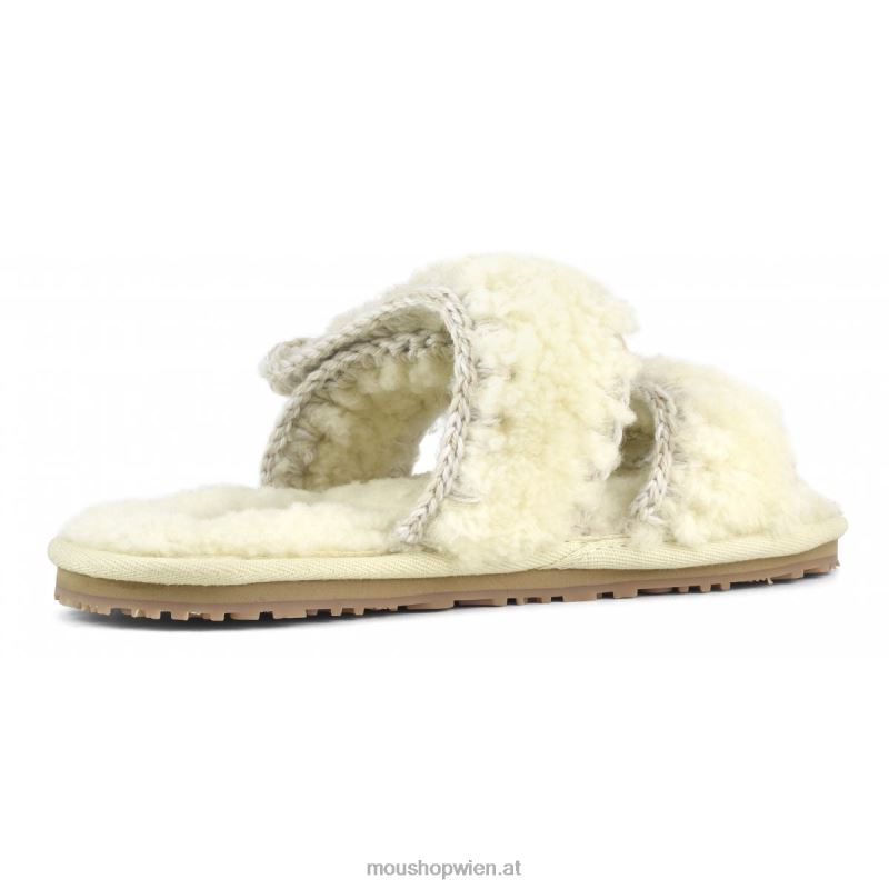 Frauen Slipper aus lockigem Schaffell Mou P660X444 Vanille