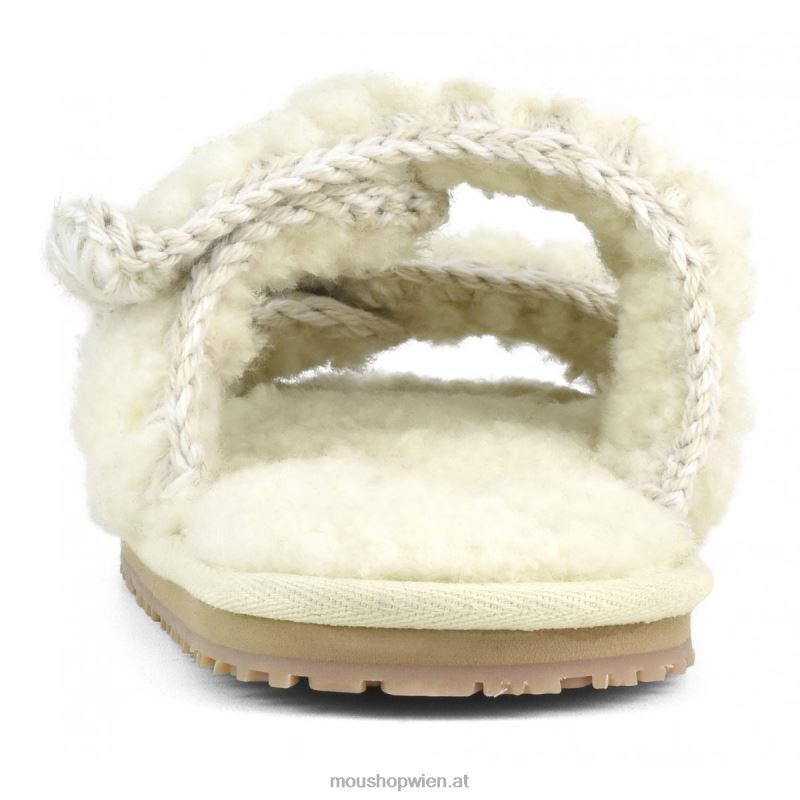 Frauen Slipper aus lockigem Schaffell Mou P660X444 Vanille