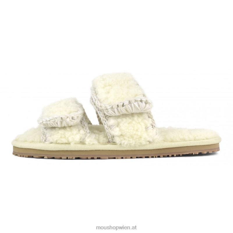Frauen Slipper aus lockigem Schaffell Mou P660X444 Vanille