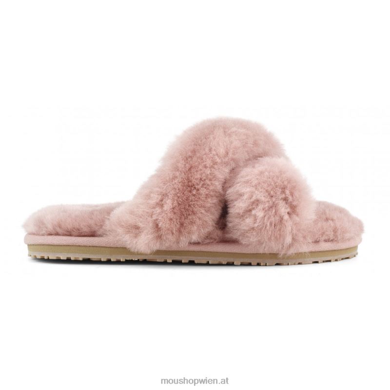 Frauen Slipper mit überkreuztem Fell Mou P660X476 antike Rose