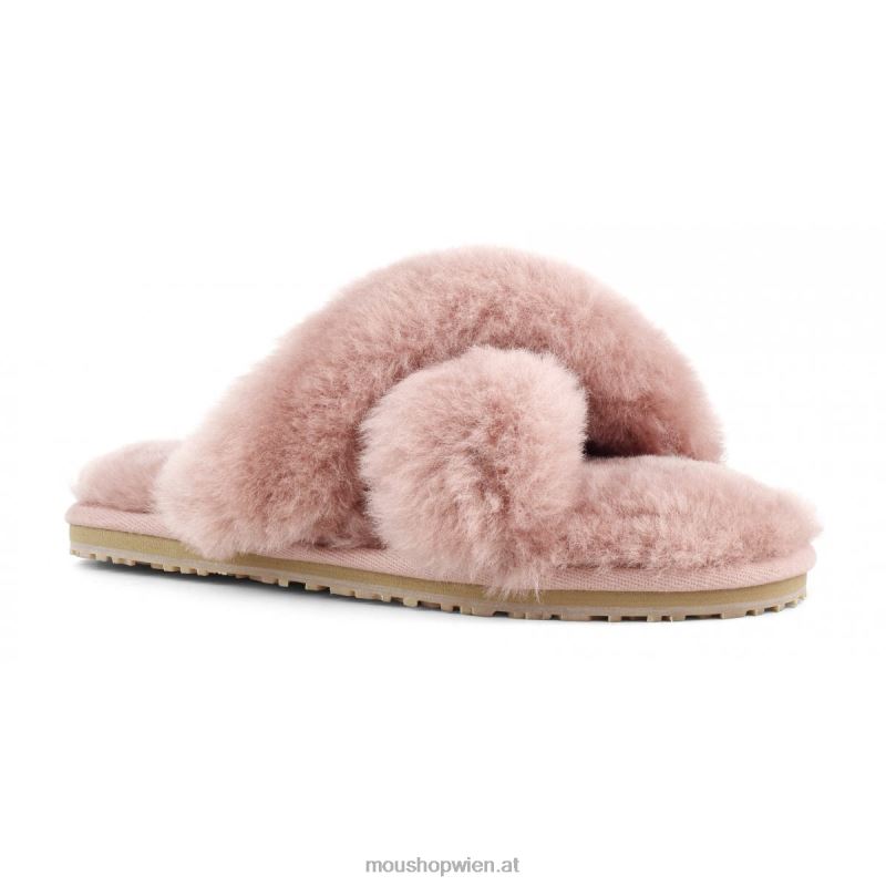 Frauen Slipper mit überkreuztem Fell Mou P660X476 antike Rose