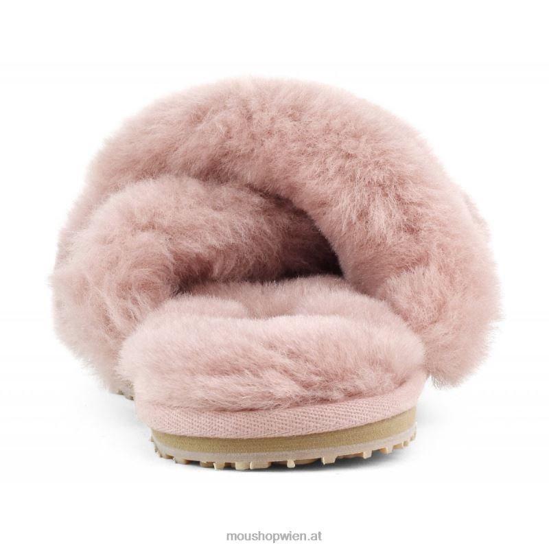 Frauen Slipper mit überkreuztem Fell Mou P660X476 antike Rose