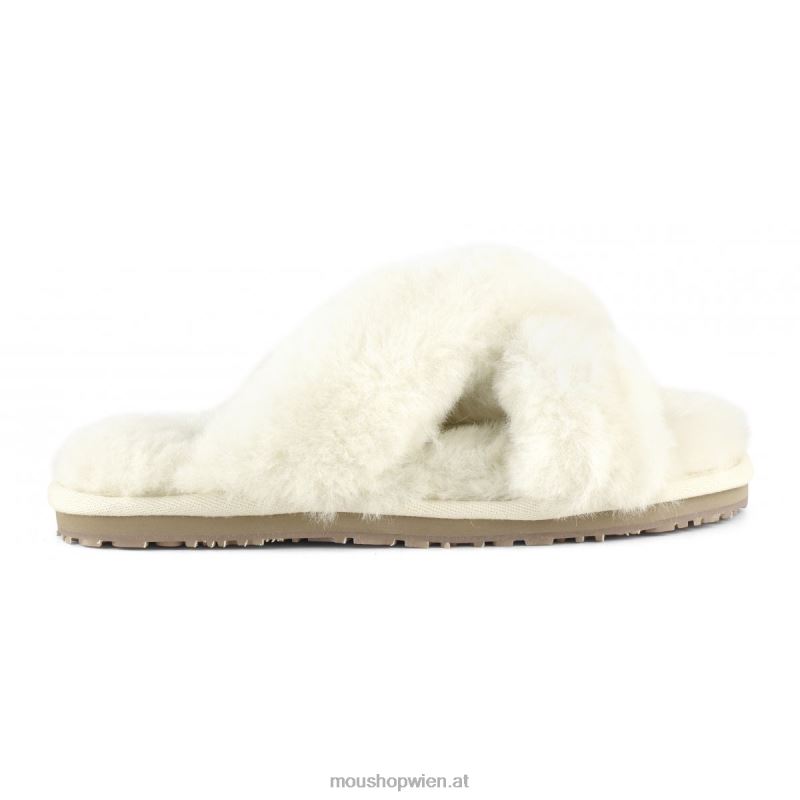 Frauen Slipper mit überkreuztem Fell Mou P660X477 Vanille