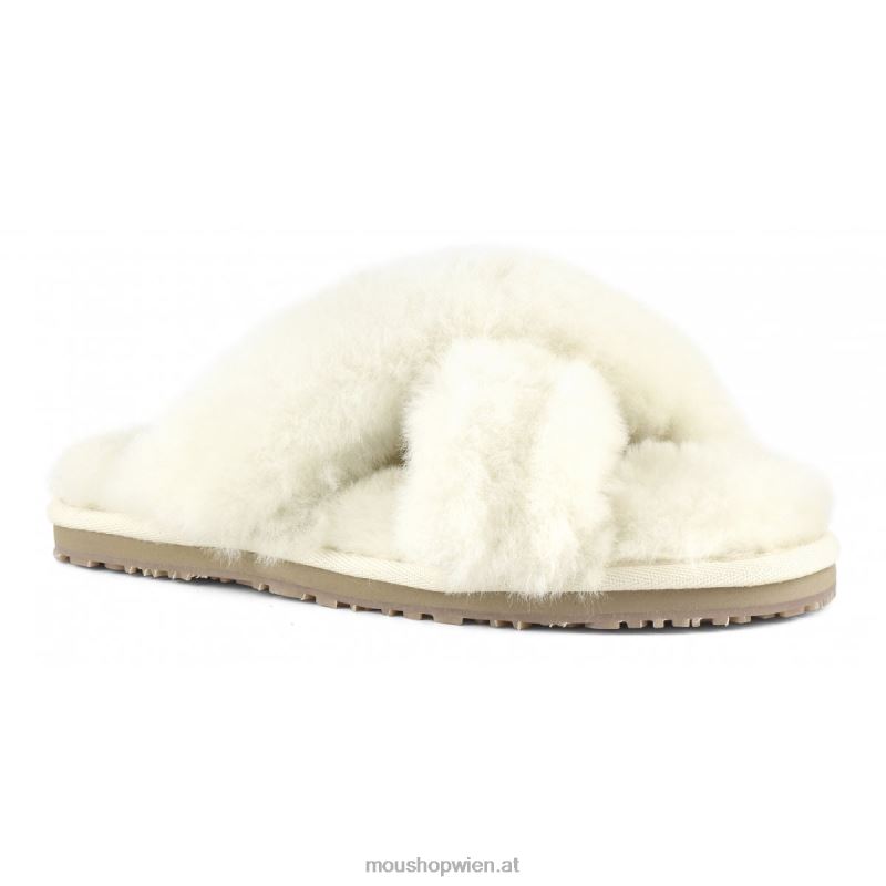 Frauen Slipper mit überkreuztem Fell Mou P660X477 Vanille