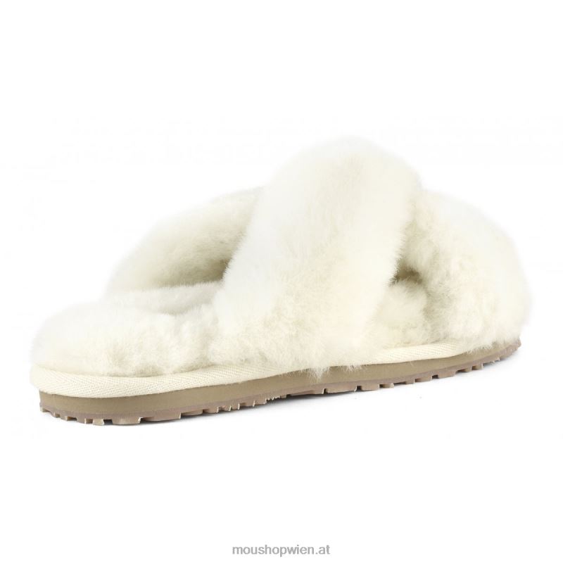 Frauen Slipper mit überkreuztem Fell Mou P660X477 Vanille
