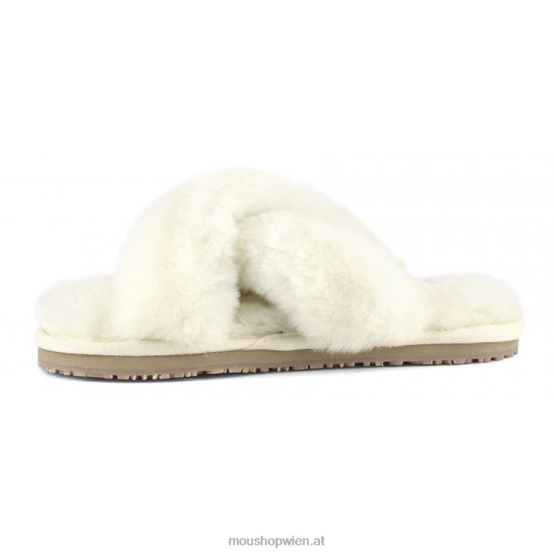 Frauen Slipper mit überkreuztem Fell Mou P660X477 Vanille